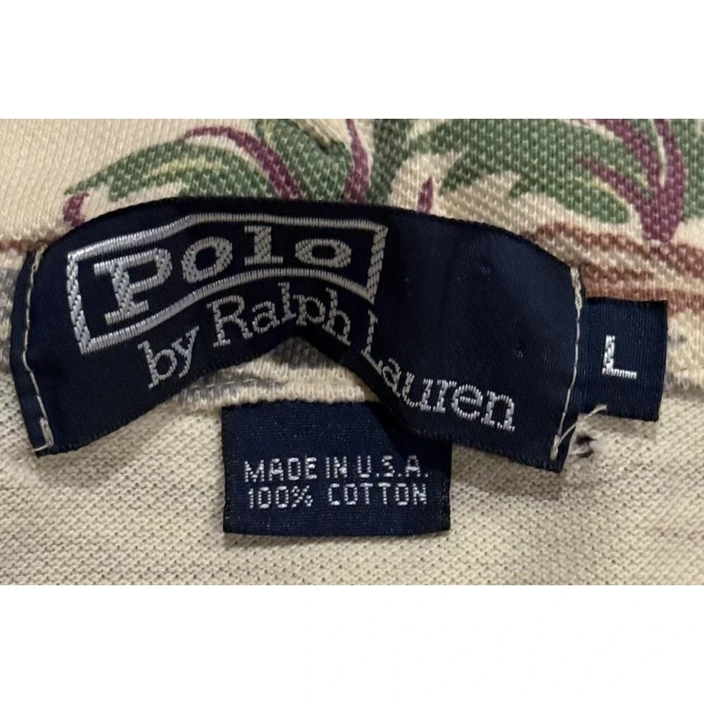 Vintage 90s Polo Ralph Lauren Hawaiian All Over Print Shirt L  Camp USA Made